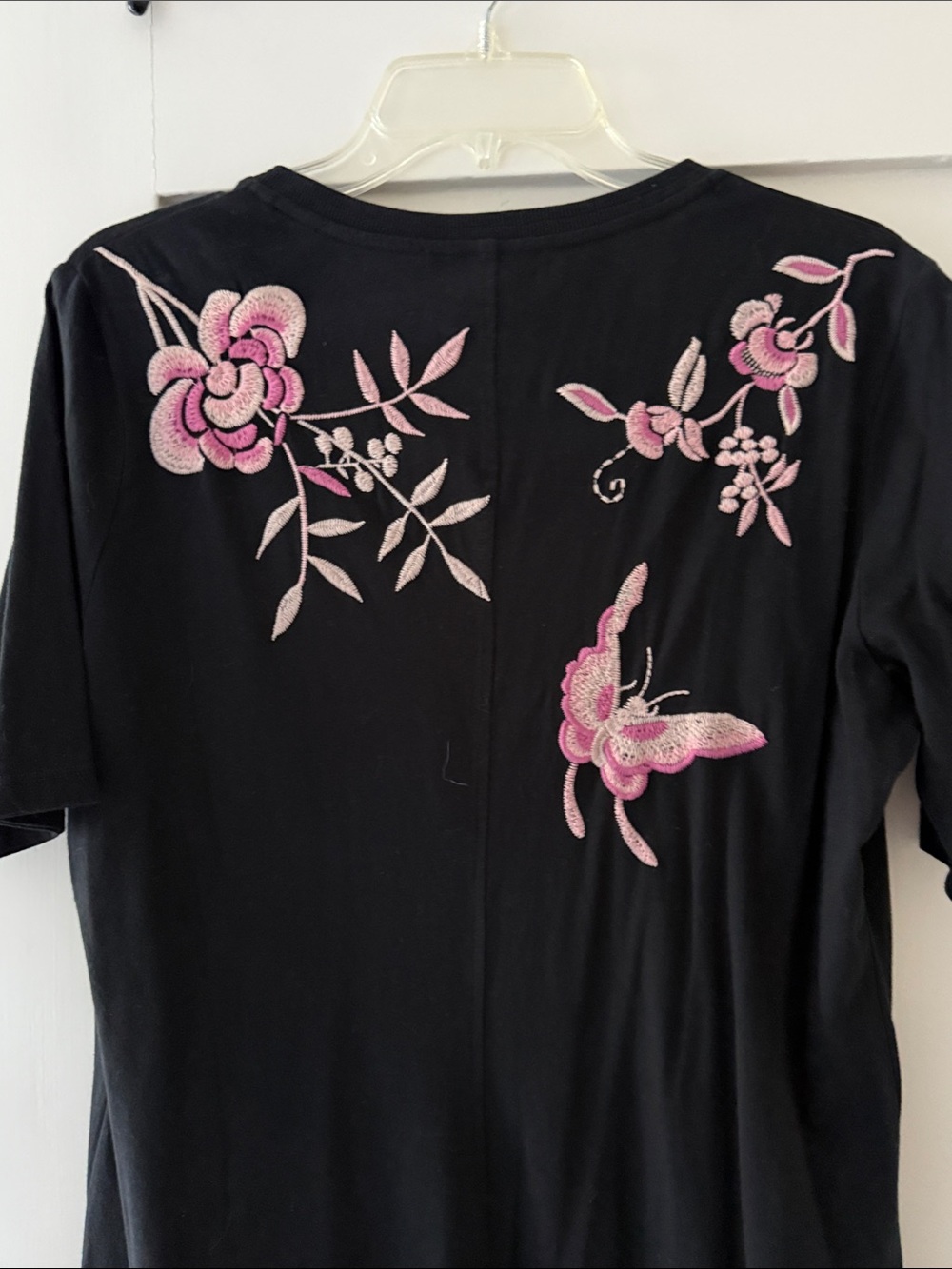 Johnny Was Black Midi Dress with Pink Floral Embroidery - Picture 4 of 5